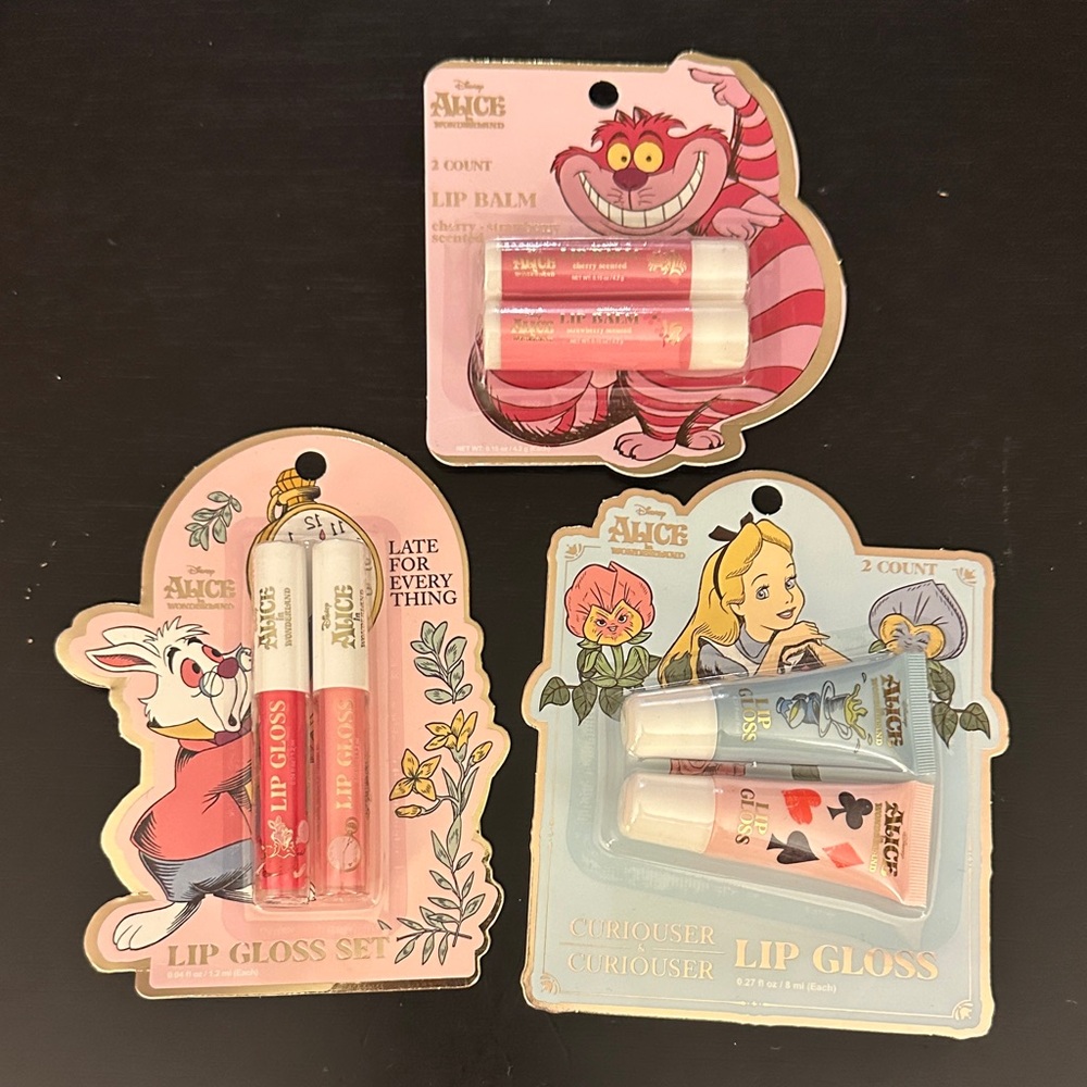 Disney Alice in Wonderland Lip Gloss & Balm Sets - Cheshire Cat Rabbit 🐰